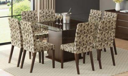 cadeiras com estampado floral para mesa de jantar