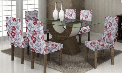 cadeiras com estampas florais para mesa de jantar