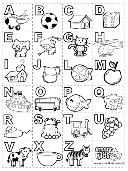letras do alfabeto para colorir com desenhos
